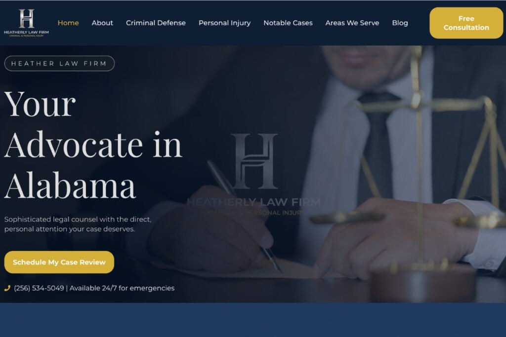 Image of a lawyer reviewing legal documents at Heather Law Firm in Huntsville.